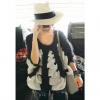 Loose-Fitting Design Scoop Neck Knitting Openwork Irregular Ruffle Batwing Sleeve Acrylic Fibers Women's Sweater