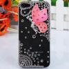 Luxury 3D Red Butterfly Pattern Diamonds Plastic Clear Case for iPhone 5 (Transparent and Red)