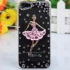 Luxury 3D Pink Skirt Girl Pattern Diamonds Plastic Clear Case for iPhone 5 (Transparent and Pink)