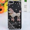 Luxury 3D Poodle Pattern Diamonds Plastic Clear Case for iPhone 5 (Transparent and Pink)