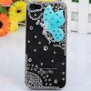 Luxury 3D Blue Butterfly Pattern Diamonds Plastic Clear Case for iPhone 5 (Transparent and Blue)
