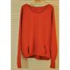 Laconic Scoop Neck Slimming Sweet Pocket Vertical Texture Batwing Solid Color Knitting Women's Sweater