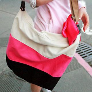 Stylish Laconic Casual Stripes and Canvas Design Women's Shoulder Bag 