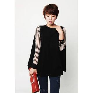 Plus Size Scoop Neck Long Sleeve Leopard Chiffon Splicing Women's Blouse  