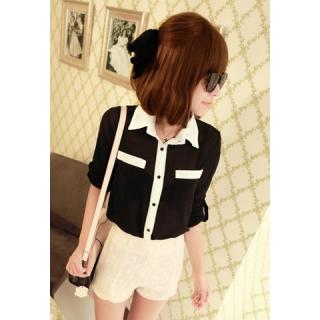 Simple Stylish Long Sleeves Chiffon Women's Button Down Shirt