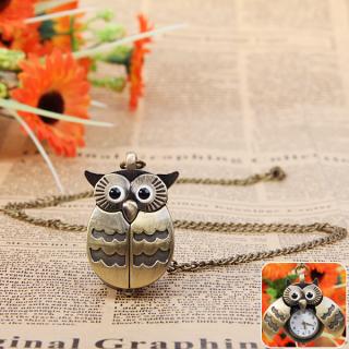 Owl Shape Pocket Watch with Numbers Marks Round Dial - Coppery