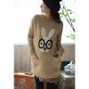 Sweet Style Scoop Neck Cute Rabbite Printed Long Sleeve Knitting Women's Christmas Sweater