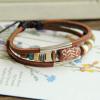 Retro Ethnic Style Three-Layered Design Beads and Engraving Embellished Bracelet For Women/Men