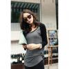Elegant Round Neck Color Block Raglan Sleeve Slimming Cotton Blend Women's T-Shirt 