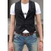 Sophisticated Lapel Solid Cutting Sleeveless Polyester Men's Suit Vest