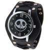 Quartz Watch with Numbers and Dots Indicate Round Dial Leather Watchband for Unisex (Black)