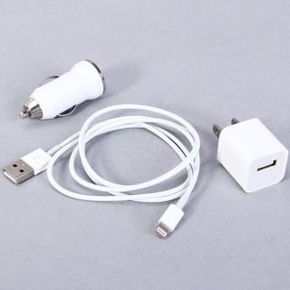 Mini 3 in 1 Charger Kit (US Standard USB Power Charger + 1M USB Cable + Car Charger) for iPhone 5 - White