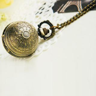 Exquisite Retro Style Ball Shape Pocket Watch Sweater Chain Necklace 