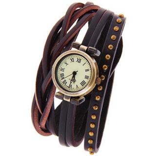 Miler Quartz Watch with Roman Numbers Indicate with Long Leather Watch Band for Women (Purple)