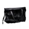Casual Solid Color Imitated Fur and Stud Design Women's Shoulder Bag 