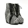 Casual Fashion Color Matching Stripes Lace Up Design Women's Boots 