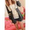 Stylish V-Neck Lace Embellished Long Sleve Narrow Waist Slimming Faux Woolen Long Women's Coat 