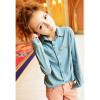 Stylish Polo Collar Long Sleeves Rivet and Button Embellished Women's Denim Shirt 