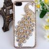 Delicate Shining Rhinestones 3D Peacock Design Leather Hard Case Cover for iPhone 5 (White)