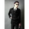 Elegant Lapel Double-Breasted Solid Cutting Polyester Men's Trench Coat