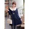 Sweet Peter Pan Neck Long Sleeves Lace Splicing Collar Loose Fit Cotton Blend Women's Dress