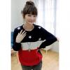 Relaxed Round Neck Star Print Color Matching Women's Sweatshirt