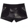 Stylish Style Leather Splicing Pleated Design Women's Shorts