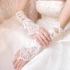 Elegant Jaquard Pattern Exposed Finger Wedding Gloves For Bride