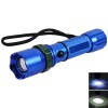 Cree R2 LED Rechargeable 3-Modes Zoom Flashlight with Cone (1 x 18650 / 3 x AAA Battery) - Blue 