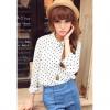Refreshing Polo Neck Polka Dot Blocking Color Chiffon Women's Blouse