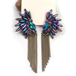 Pair of Exquisite Personalized Style Rhinestone and Beads Tassels Embellished Women's Drop Earrings