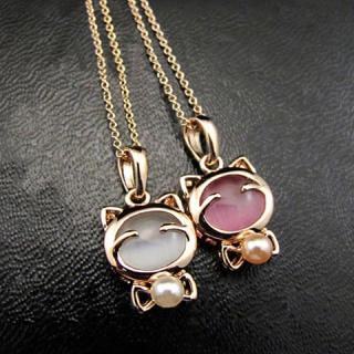 Sweet Style Kitten Shape Bowknot and Pearl Embellished Women's Necklace
