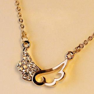 Romantic Style Wings Shape Rhinestone Embellished Women's Necklace