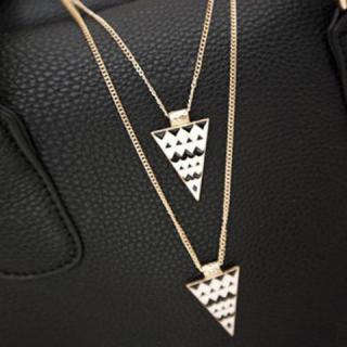Personalized Punk Style Triangle Shape Women's Double-Deck Necklace