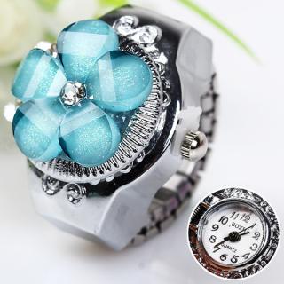 BOZHI Finger Ring Watch with Numbers Hour Marks Quartz Analog Dial Stretchy Watchband