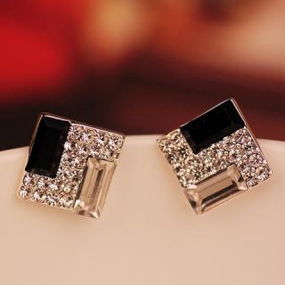 Elegant Super Flash Rhinestone Embellished Square Shape Women's Earrings
