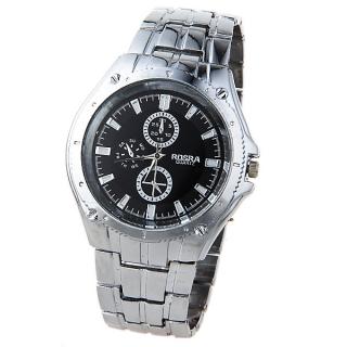 Rosra Quartz Watch with Strips Indicate Steel Watch Band for Men (Silver)