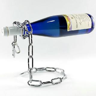 New Magical Metal Wine Bottle Holder Impending Chain Rack - Silver