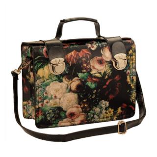 Vintage Style PU Leather Buckle and Oil Painting Design Women's Tote Bag 