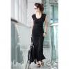 Charming Solid Color Back Cross Straps Openwork Design Cotton Blend Women's Dress