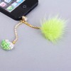 Lovely 2 in 1 3.5mm Rhinestone Embellished Cellphone Pendant and Earphone Dustproof Plug for Women - Green