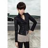 Bright Style Stand-Up Neck Long Sleeves Gradient Chain Decorated Women's Jacket