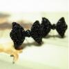 Cute Bowknot Rhinestone Embellished Black Women's Ear Stud Earrings