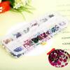 Stylish 12 Colors Glitter Nail Art Tips with Plastic Box Flower Paillette Decoration