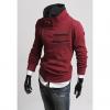 Casual Stand Collar Slant Front Multi-Zip Design Polyester Men's Fleece Sweater 