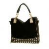 Vintage Style Casual Suede Splicing and Rivets Design Women's Tote Bag 