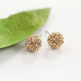 Pair of Sweet Rhinestoned Ball Shape Women's Stud Earrings
