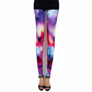 Fashion Style Colorful Starry Sky Print Fitted Women's Spring Leggings 