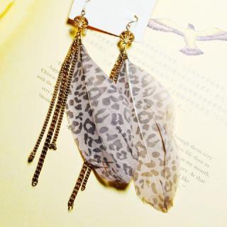 Pair Of Stunning Style Tassel Feather Shape Leopard Print Women's Earrings