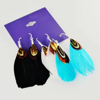 3Pairs Fashion Feather Embellished Women's Drop Earrings
